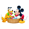 Naklejka na ścianę Pies Pluto z Myszką Miki jedzą owoce 90 cm na 60 cm 