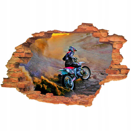 Naklejka na ścianę 3D CROSS ENDURO na żwirowni
