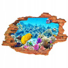 Naklejka na ścianę 3D Rafa Koralowa pastelowe rybki na tle turkusu raf 90 cm na 60 cm