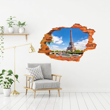 Naklejka na ścianę 3D Paryż Tour Eiffel nad rzeką 90 cm na 60 cm