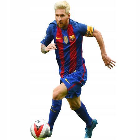 Naklejka na ścianę Messi prowadzi piłkę przy nodze w pelnym biegu 90 cm na 60 cm 