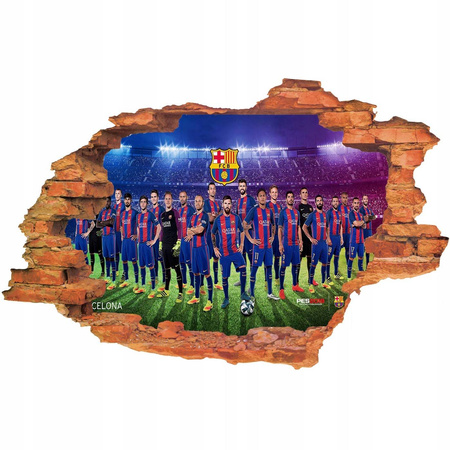 Naklejka na ścianę 3D FC Barcelona cała drużyna z herbem 90 cm na 60 cm